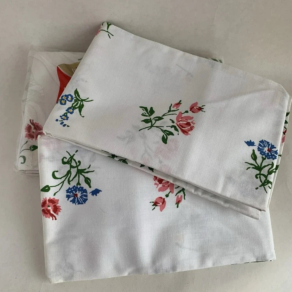Vtg Pacific 4 Pillowcases White Floral Truth Muslin 100% Cotton 42x36 2 Sets New